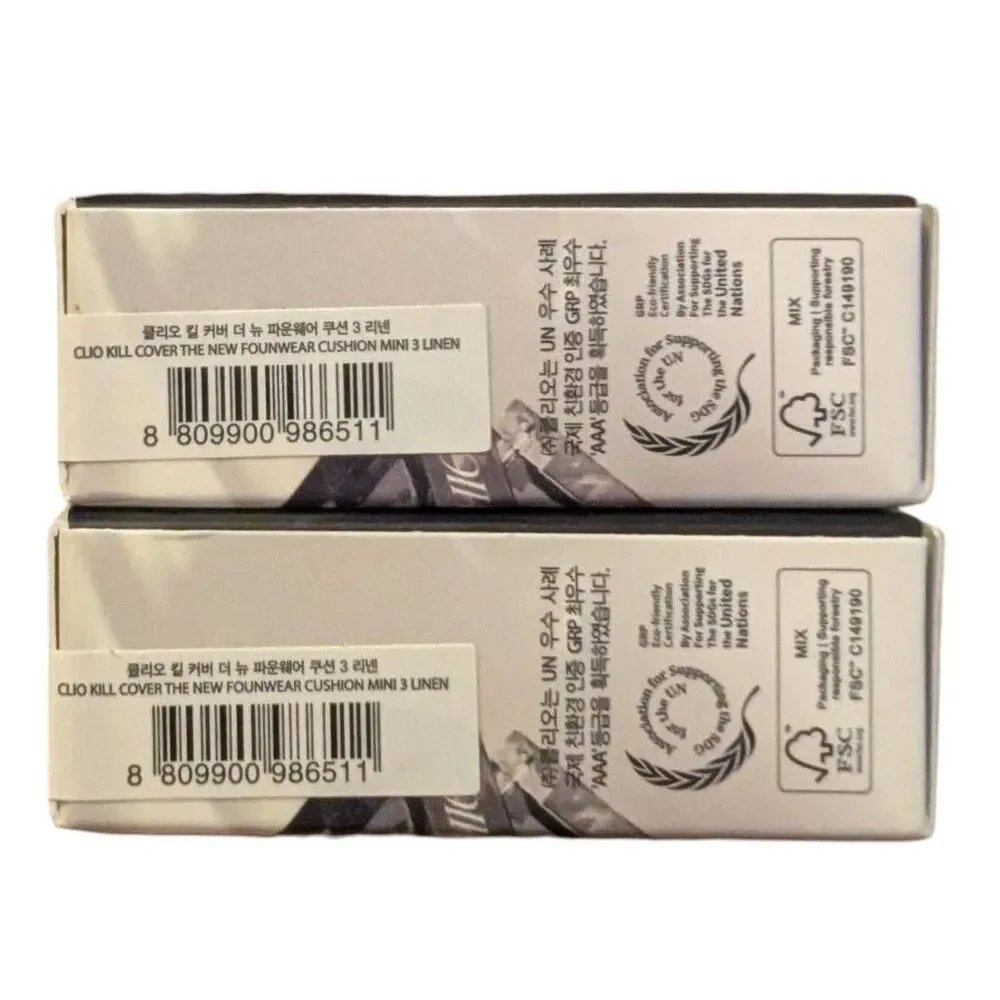 Clio Kill Cover the New Founwear Cushion Mini 3-BY Linen Lot of 2 SPF 50 EX 1/26